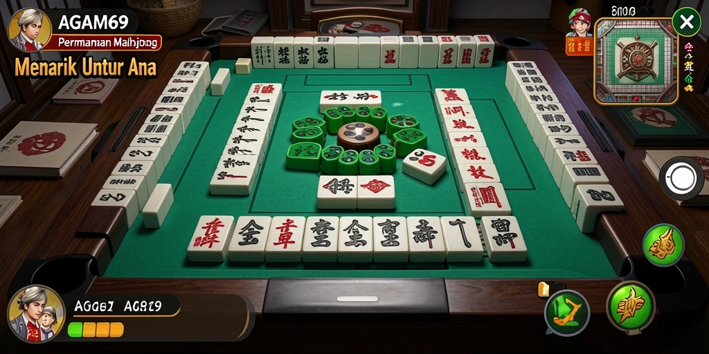 Tampilan gameplay menarik dari AGAM69 dengan grafis Mahjong yang memukau.