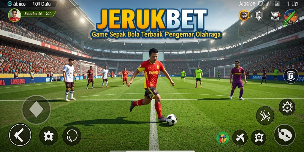 Tampilan gameplay JERUKBET dengan aksi sepak bola yang mendebarkan.