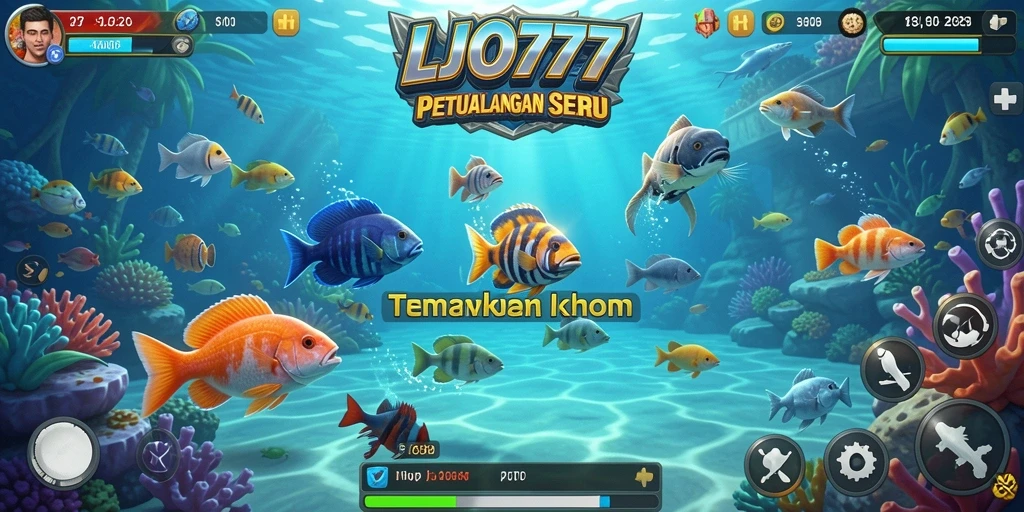 Tampilan gameplay seru LJO777 saat menembak ikan.