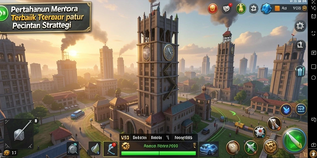Gameplay seru VC55 dengan menara strategis melawan gelombang musuh.